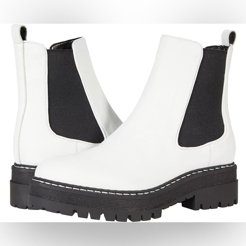 Marc Fisher White Leather Chelsea Boots